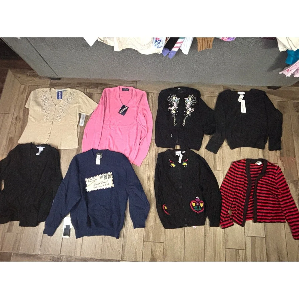 Vintage Women‎ Sweater Lot 8 Cardigans Leslie Fay Victoria Jones Radcliffe NWT - Picture 12 of 12